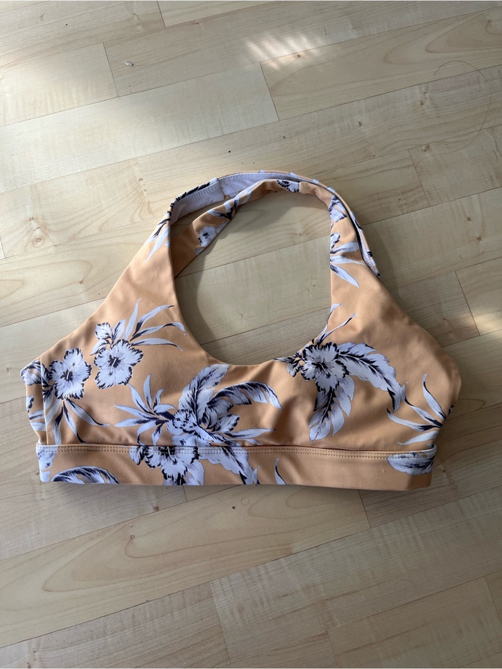 Women’s Yellow Floral Cross Back Sports Bra Top